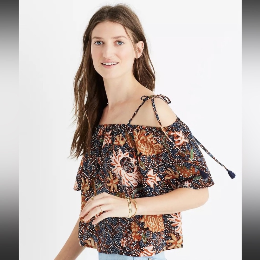 Madewell cold shoulder silk top